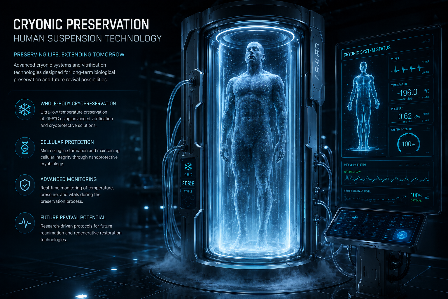Cryonic whole-body preservation and intelligent perfusion research platform